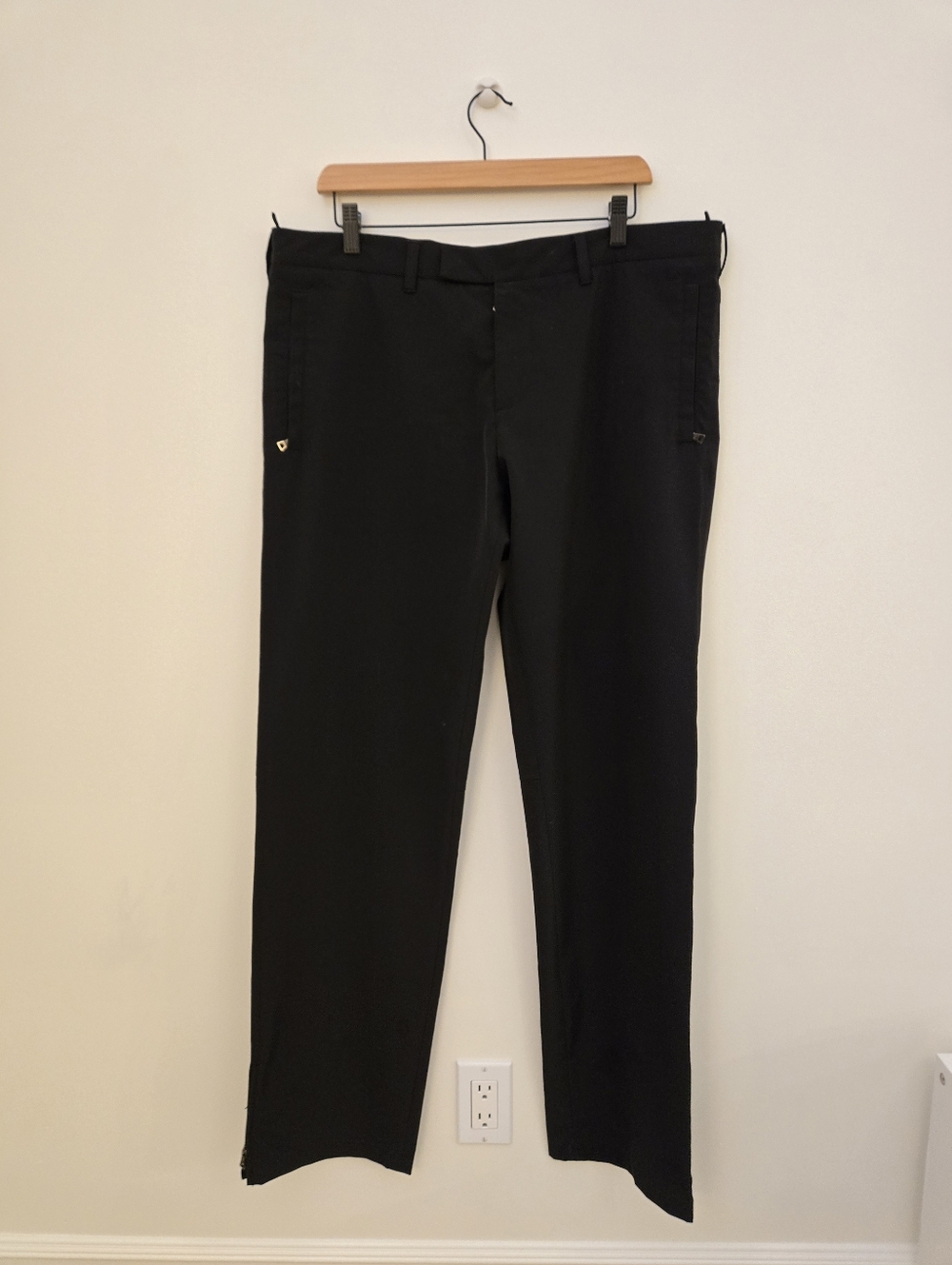 Prada Black Technical Pants Zip Ankle Stretch Trousers Size 48 (32x31)